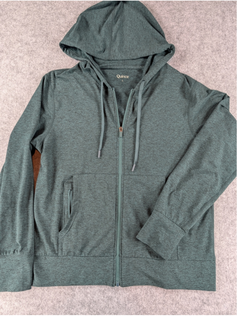 Quince Flowknit Full Zip Hoodie Womens Large Heather Green